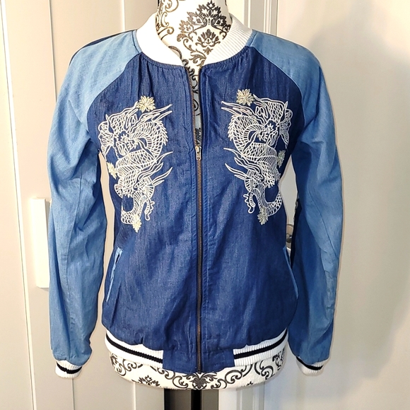 Desigual Jackets & Blazers - Desigual - Dragon & Floral Inspired Embroidered Zip-Up Jacket.. ✨Host Pick✨